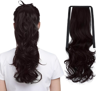D-DIVINE Silky Soft Ribbon Hair Extensions And Wigs Women Wavy Hair Extension, Brown Hair Accessory Set(Brown)