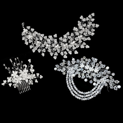 blush bella Tyara for girls combo hair accessories pack of 3 brooch pin and tiara Hair Accessory Set(White)