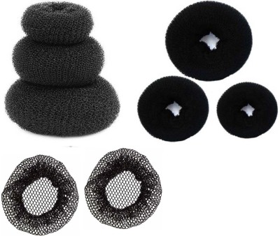 Sharum Crafts 3 hair donut Juda Cover 2 & Hair Donut 3pc Hair Accessory Set(Black)