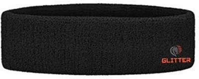 Glitter Non Slip Moisture Wicking Work Out Cotton Head Band For Men's & Women's Sweatband for Workout/ Sports Fitness/Exercise/Training/Running/Yoga- Pack of 1(Black) Head Band(Black)