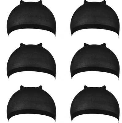 ABS 6 Net Wig Cap Nylon Stretch Breathable Unisex Liner Net Mesh Hair Accessory Set(Black)