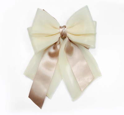 Bella Luxe By NIRAT Luxury Organza & Satin Double Bow Hair Clip Elegant Stylish Accessory for Women Hair Clip(Gold)