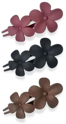 Freebies Matte Flower Hair Clips for Women | Korean Juda Clip Pack of 2 Hair Clip(Multicolor)