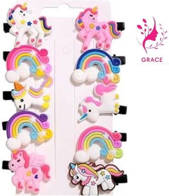 Grace 30pcs Unicorn Ice Cream Set Baby Hairpin For Kids Girls Toddler Barrettes Hair Clip(Red, Pink, Green, Multicolor)