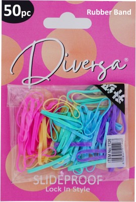 DIVERSA Elastic Plastic Daily Wear Multi Purpose Hair Rubber Bands For Girls (50 Pcs) Rubber Band(Multicolor)