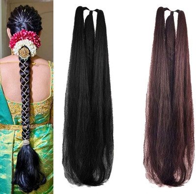 GIRISA PACK OF 2 LONG PARANDA CHOTI BLACK BROWN HAIR EXTENSIONS FOR WOMEN Braid Extension(Black, Brown)