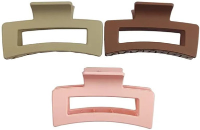 Freebies Chic Matte Open Frame Hair Clip for Women Stylish Daily Use Hair Claw(Brown, Beige, Black)