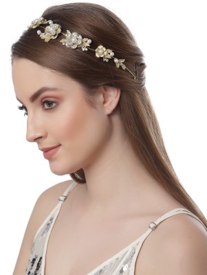 Vogue Hair Accessories Trendy Fancy pearl leaf with Flowers hair clip pin Hair Clip(Gold)