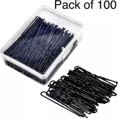 hisa U shape hair style juda pin pack of 100 Hair Pin(Black)