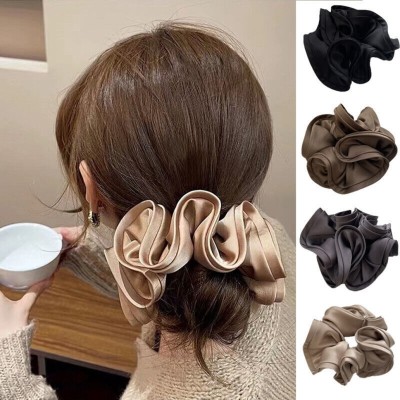 Batuliis online fashion Stylish Luxury Silky Satin Large Shiny Hair Scrunchies Combo Hairbands Pack of 5 Rubber Band(Multicolor)