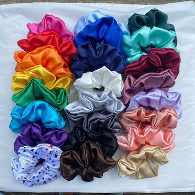 AWWAL SHOP Pack Of 20 Luxury Satin Scrunchies for Women/Girls Rubber Band(Green)