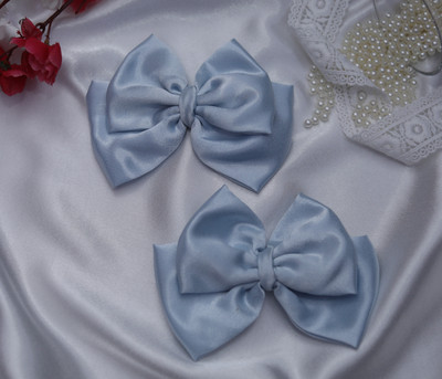 LASHES Sky Blue Hair Bow Clip Pack Of Two Hair Clip(Blue)