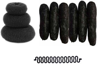 Sharum Crafts 3 hair donut 6pc Banana Puff Maker & 1pc French Choti Mker Hair Accessory Set(Black)