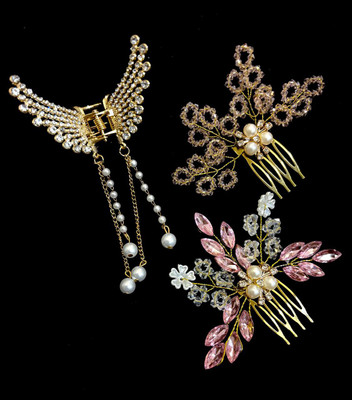 amira Wedding Bridal Headpiece Accessories Hair 2 Side Comb Hair Accessory Hair Clip Hair Accessory Set(Multicolor)