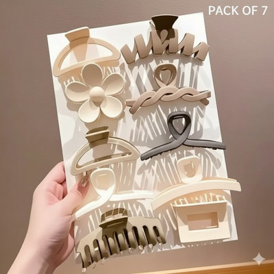 Prityka Beauty Korean Style Matte Finish Clutchers Jaw Clamps GenZ Trendy Hair Claws 7p Hair Claw(Multicolor)