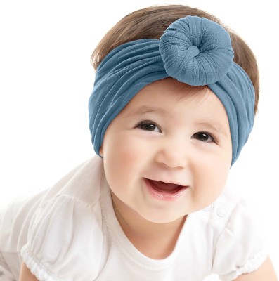 SYGA Baby Girls Cotton Turban Wrap Headbands Newborn Kids 0-3 Years(Navy Blue) Head Band(Blue)
