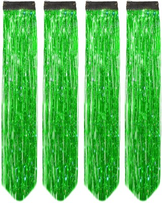 Views 4pc Glitter  Streak/ Extensions For Women (GREEN) Hair Extension