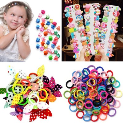BelloToko Stylish Hair Clips and Rubber Bands Combo - 56 Pieces Hair Accessory Set(Multicolor)