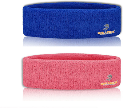 SHEADER Moisture Wicking Multipurpose Work Out Cotton Headband for Men & Women Head Band(Blue, Pink)