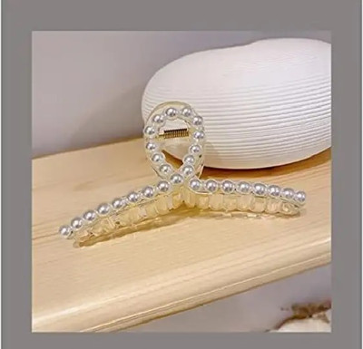 Alucia Korean Pearl Hair Claw Clutcher Accessories for Women & Girl Hair Claw(White)