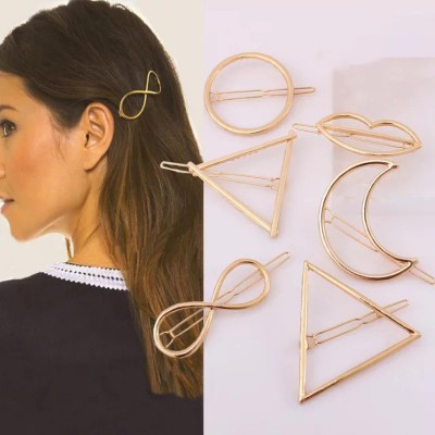 La Belleza Metal Geometrical Hair clips (gold) Hair Clip(Gold)