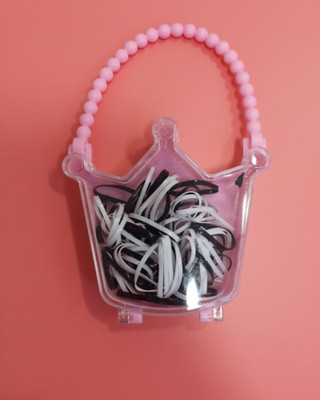 Glashhiya Crown-Shaped Hair Band Holder with Elastic Rubber Band(Black, White)