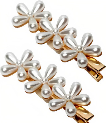 Freebies Beautiful Fancy White Pearl Hair Clip For Girls And women (pack of 2) Hair Clip(White)