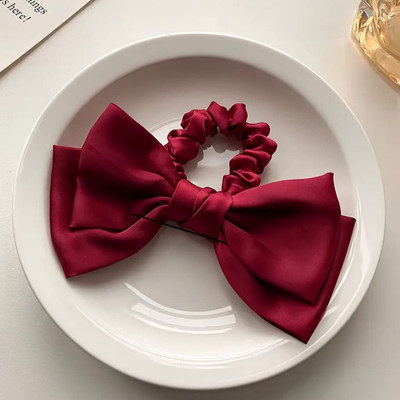 VRAJDRA BOW TIE SCRUNCHIE, PACK OF 1[ MEROON] Rubber Band(Maroon)
