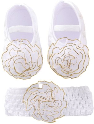 SYGA Baby cute bow Hairband & Shoes Set Soft, Comfortable Hair Band(White)