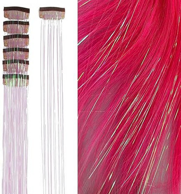 VIVIAN 2pcs Clip in  Tinsel Extensions Highlights for  24 Inch (White) Hair Extension