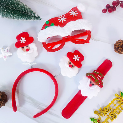 Ascension Santa Claus Wristband Goggles And Hairband Set Christmas Theme Party Accessories Head Band(Multicolor)