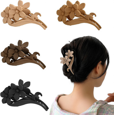 CHIC LINGS Trendy flower hair claw for Women- Pack of 4 Hair Clip(Multicolor)