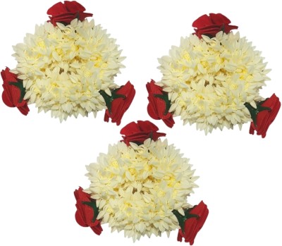 MICLAC Gajra Phool Gazra With Rose Hair Accessories 3PCS Hair Accessory Set(White)