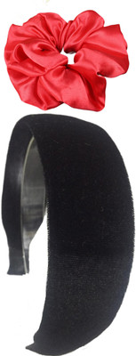Munavi Elastic Rubber Hair Band hair combo(Red, Black)