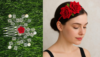 house of common Hair Accessory Tiara Head Band(White, Red)