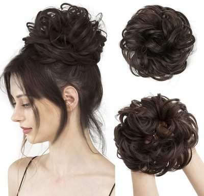 D-DIVINE 1PCS Messy Bun  Piece  Extension With Elastic Rubber Band piece Hair Extension
