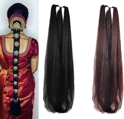 GIRISA PACK OF 2 LONG PARANDA CHOTI BLACK BROWN HAIR EXTENSIONS FOR WOMEN Braid Extension(Black, Brown)