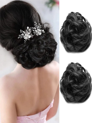 PrimeBerie Messy Synthetic Artificial Juda For Women And Girls, 35 Gram Bun(Black)