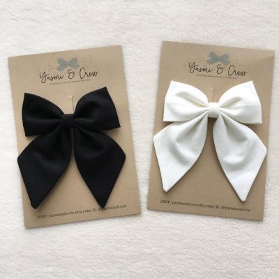 Hazel World Beautiful satin hair bow for girls Hair Clip(Black, White)