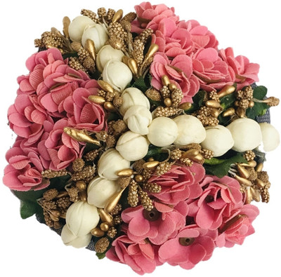 AROOMAN Artificial Flower Bun Gajra Accessories For Women, Multi, Pack-01 Bun(Multicolor)