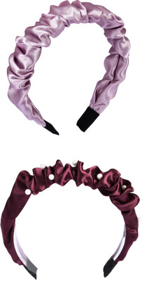 Munavi Elastic Rubber Hair Band hair combo(Pink, Brown)