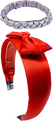 Munavi Elastic Rubber Hair Band hair combo(Silver, Red)