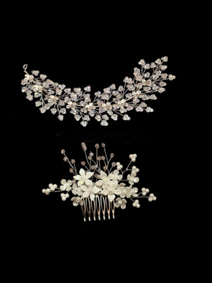 ZariDesigner tiara combo hair pin for girls and women Hair Clip(White)