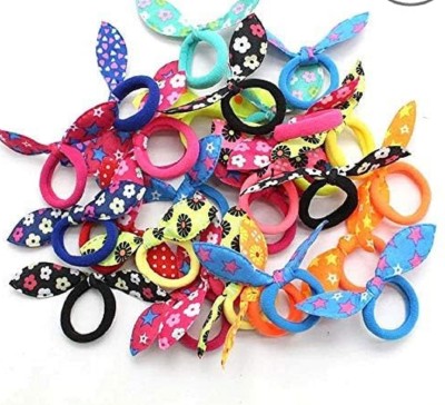 FRESHION STORE Girls Rabbit Ear Hari Ties Ropes Elastic Bow Hairband Scrunchies Rubber Band(Multicolor)