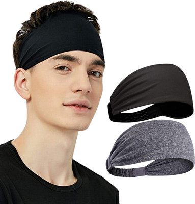 plutoprom Mens Headband Sports Band For Men And Women Head Band(Black, Grey)