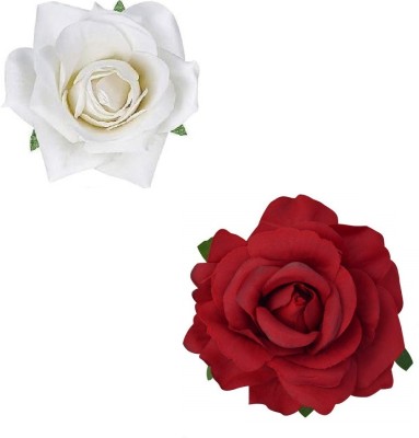 Kaima Rose Flower Bun Pin Hair Juda Pins Hair Clips Hair Accessories Bun Clip(White)