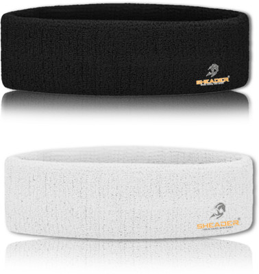 SHEADER Moisture Wicking Multipurpose Work Out Cotton Headband for Men & Women Head Band(Black, White)