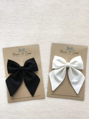 Hazel World Beautiful satin girls Hair Clip(Black, White)