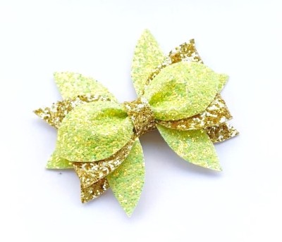 LuvSaa Essentials daisy bow green |Set of 1|make beautiful hairstyles|HANDCRAFTED|25 grams Back Pin(Green)