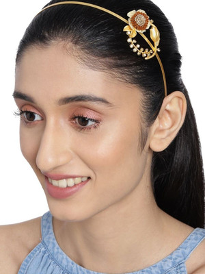 Dressberry Gold-Toned Embellished Floral Hairband Hair Band(Gold)